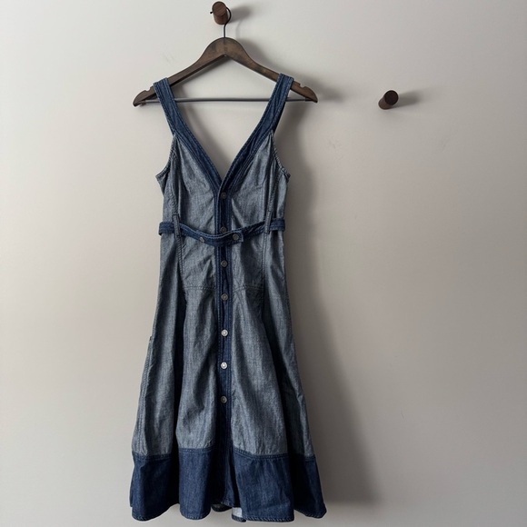 DIESEL VINTAGE DENIM TACTICAL JUMPER DRESS WITH SNAP UP BACK BLUE JEAN SMALL - Picture 2 of 7